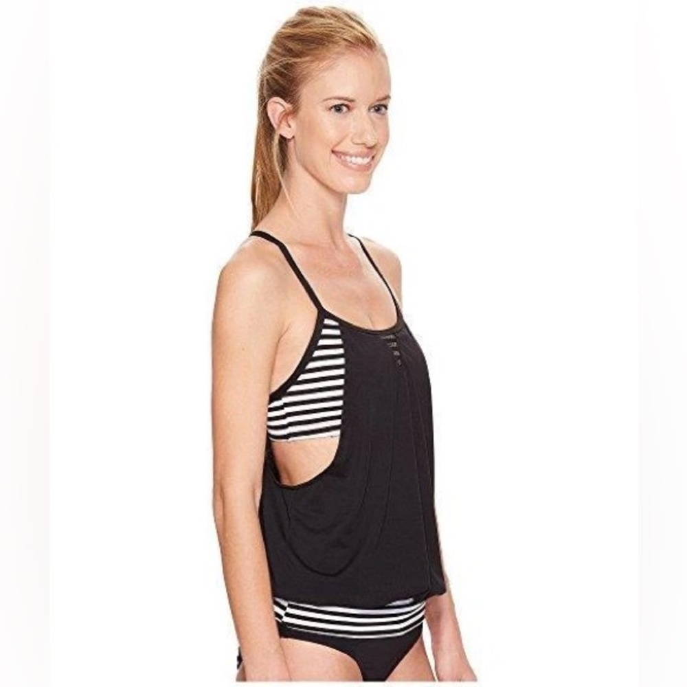 Nike Laser Sports Tankini Top - Black/Stripe - S